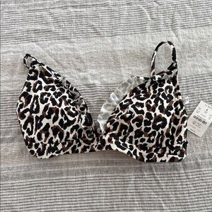 J. Crew Leopard Bikini Top Only Swimsuit - Brown, Black & White